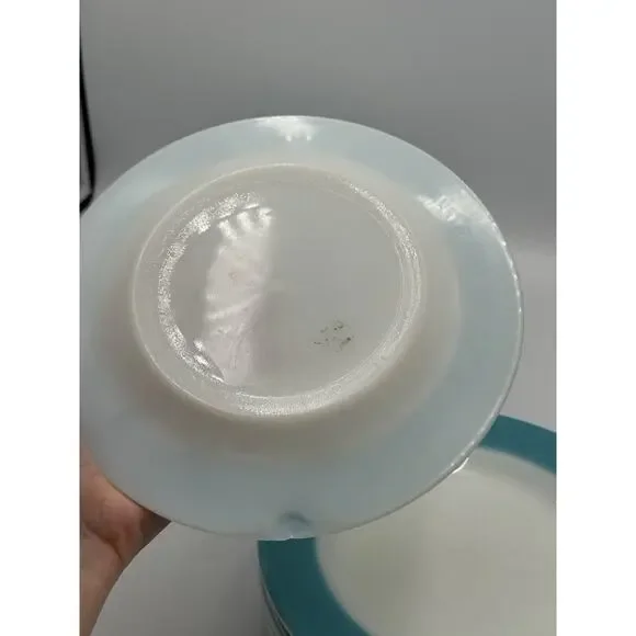 12 Pyrex Vintage Milk Glass Plates Teal Aqua Blue Dinnerware 6 Small 6 Large